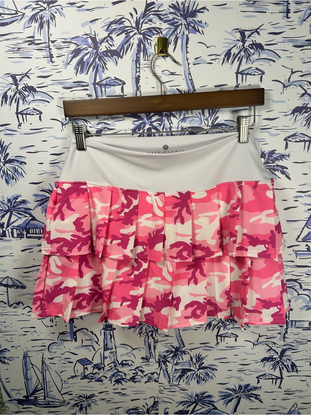 Faye + Florie Pink Camo Ruffle Skirt